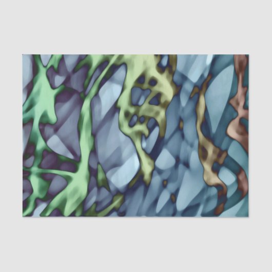 ティール（緑がかった色）グリーンイエローオレンジ金ゴールドレッド抽象芸術アートキ 薄葉紙 (正面)