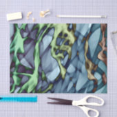 ティール（緑がかった色）グリーンイエローオレンジ金ゴールドレッド抽象芸術アートキ 薄葉紙 (クラフト)