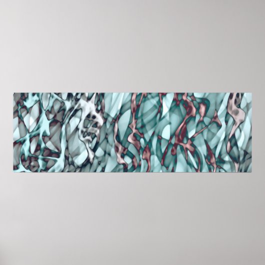 ティール（緑がかった色）グリーンイエローオレンジ金ゴールドレッド抽象芸術アート ポスター (正面)