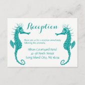 ティール（緑がかった色）グリーンウェディングレセプションシーホースビーチ エンクロージャーカード (正面)