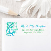 ティール（緑がかった色）グリーンウォーターカラーツリーオブライフ差出人住所 ラベル (インサイチュ)