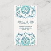 ティール（緑がかった色）グリーンウォーターカラーボホフローラ 名刺 (裏面)