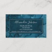 ティール(緑がかった色)グリーンウォーターモダンカラー抽象芸術スプラッシュ 名刺 (裏面)