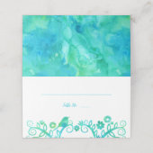 ティール(緑がかった色)グリーンウォーター色のツリーの人生の折り畳み プレイスカード (外部開封)