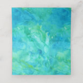 ティール(緑がかった色)グリーンウォーター色のツリーの人生の折り畳み プレイスカード (内部開封)