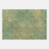 ティール(緑がかった色)グリーンウォーター色金ゴールドクリスマスツリー ラッピングペーパーシート (正面2)