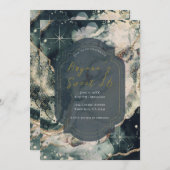 ティール(緑がかった色)グリーンウォーター色金ゴールドシアルスウィート16 招待状 (正面/裏面)