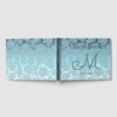 ティール（緑がかった色）グリーンエレガントウェディング披露宴モノグラム ゲストブック (全面)