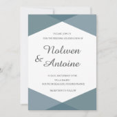 ティール(緑がかった色)グリーンエレガントシモダンア幾何結婚 招待状 (正面)