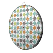 ティール（緑がかった色）グリーンオレンジトープクラシックパタアーガイルーン ダーツボード (正面右)