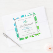 ティール(緑がかった色)グリーンカラーフローラ製品パッケージラベル スクエアシール (封筒)