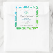 ティール(緑がかった色)グリーンカラーフローラ製品パッケージラベル スクエアシール (バッグ)