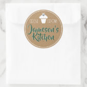 ティール（緑がかった色）グリーンクラフト紙ラインストーンカップケーキラベル ラウンドシール (バッグ)