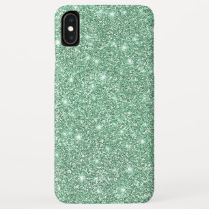 ティール(緑がかった色)グリーングエレガントラマーフェイクグリッタ iPhone XS MAXケース