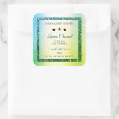 ティール（緑がかった色）グリーングラデーショングリッタースパークル製品ラベル スクエアシール (バッグ)