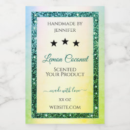 ティール（緑がかった色）グリーングラデーショングリッタースパークル製品ラベル フードラベル