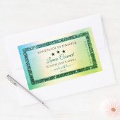 ティール（緑がかった色）グリーングラデーショングリッタースパークル製品ラベル 長方形シール (封筒)