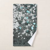ティール(緑がかった色)グリーングリッターグ#1ム(フェイクグリッター)#decor バスタオルセット (ハンドタオル)