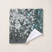 ティール(緑がかった色)グリーングリッターグ#1ム(フェイクグリッター)#decor バスタオルセット (ウォッシュタオル)