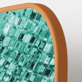 ティール（緑がかった色）グリーングリッター名前をカスタムするモノグラムタンブラック ピックルボールラケット (左詳細)