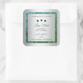 ティール（緑がかった色）グリーングリッター銀製品包装ラベル スクエアシール (バッグ)