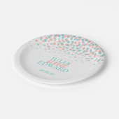 ティール(緑がかった色)グリーンコーラルオレンジドットカスタム紙プレート ペーパープレート (アングル)