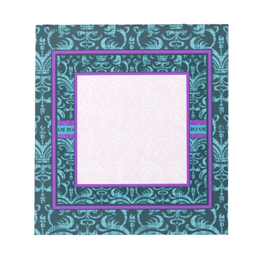 ティール（緑がかった色）グリーンゴシックグランジエレガントメモ帳 ノートパッド (正面)