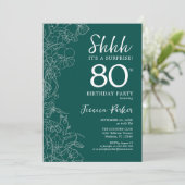 ティール(緑がかった色)グリーンサプライズ80誕生日 招待状 (スタンド正面)