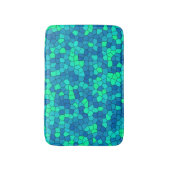 ティール（緑がかった色）グリーンシアン青ステンドグラス模様 バスマット (正面縦)