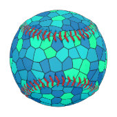 ティール（緑がかった色）グリーンシアン青ステンドグラス模様 野球ボール (裏面)