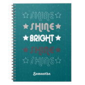 ティール(緑がかった色)グリーンシャイン。シャイン。明るい。シャイン。シャイン。 ノートブック (正面)
