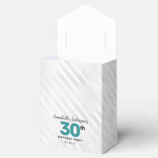 ティール（緑がかった色）グリーンシルバーバルーングリッター誕生日 フェイバーボックス (オープン)