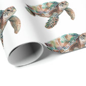 ティール（緑がかった色）グリーンシーウミガメ ラッピングペーパー (ロールコーナー)