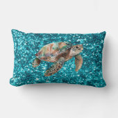 ティール(緑がかった色)グリーンシーウミガメ ランバークッション (正面)