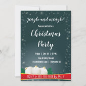 ティール（緑がかった色）グリーンジングルアンドミングルクリスマスパーティー 招待状 (正面)