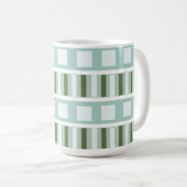 ティール(緑がかった色)グリーンスクエアストライプ幾何学的 コーヒーマグカップ (正面右)