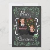 ティール（緑がかった色）グリーンスクロカスタマイズールフォトホリデーカード シーズンカード (正面)