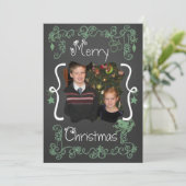 ティール（緑がかった色）グリーンスクロカスタマイズールフォトホリデーカード シーズンカード (スタンド正面)