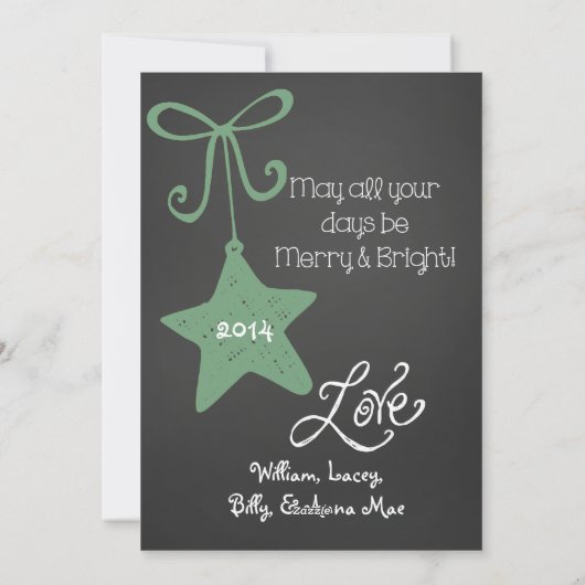 ティール（緑がかった色）グリーンスクロカスタマイズールフォトホリデーカード シーズンカード (裏面)