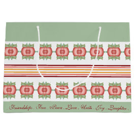 ティール（緑がかった色）グリーンストライプアクセント抱き枕 ラージペーパーバッグ