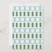 ティール(緑がかった色)グリーンストライプスクエア結婚パターン 招待状 (裏面)