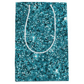 ティール（緑がかった色）グリーンスパークルグリッター ミディアムペーパーバッグ (正面)