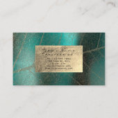 ティール（緑がかった色）グリーンセピアゴールドフォイルボタニカルデリケート 名刺 (裏面)
