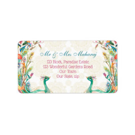 ティール（緑がかった色）グリーンセリーズフローラ孔雀パーソナライズされた ラベル