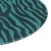 ティール（緑がかった色）グリーンゼブラアニマルプリント カッティングボード (角)