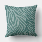 ティール(緑がかった色)グリーンゼブラアニマルプリント クッション (裏面)