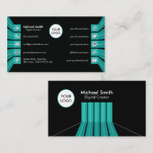 ティール(緑がかった色)グリーンソーシャルメディアミニマルアイコンモダン 名刺 (正面/裏面)