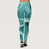 ティール(緑がかった色)グリーンタコス水彩 レギンス (裏面)