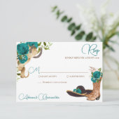 ティール（緑がかった色）グリーンターコイズシャルロウェスタンキンセアニェラ 出欠カード (スタンド正面)