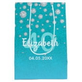 ティール（緑がかった色）グリーンダイヤモンド40歳の誕生日 ミディアムペーパーバッグ (裏面)